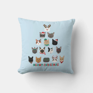 Cat Christmas Tree Throw Pillow