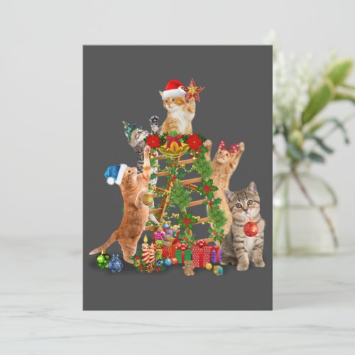 Cat Christmas Tree Ugly Christmas Cat Mom Cat Dad Invitation