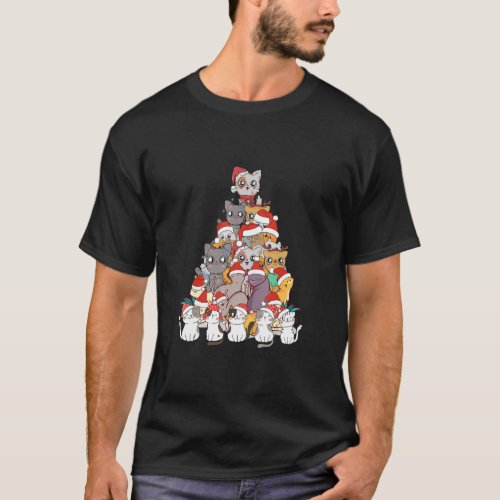 Cat Christmas Tree Xmas  Meowy Catmas Santa  T_Shirt