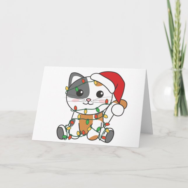 Cat Christmas Winter Animals Cats Holiday Card (Front)