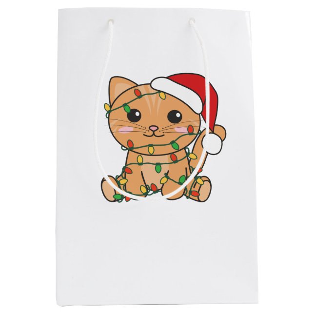 Cat Christmas Winter Animals Cats Medium Gift Bag (Front)