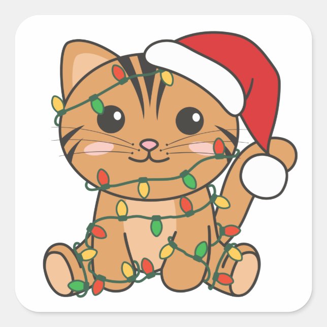 Cat Christmas Winter Animals Cats Square Sticker (Front)