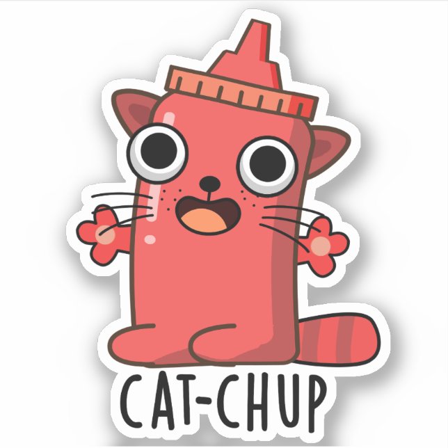 Cat-chup Funny Ketchup Pun  Sticker (Front)