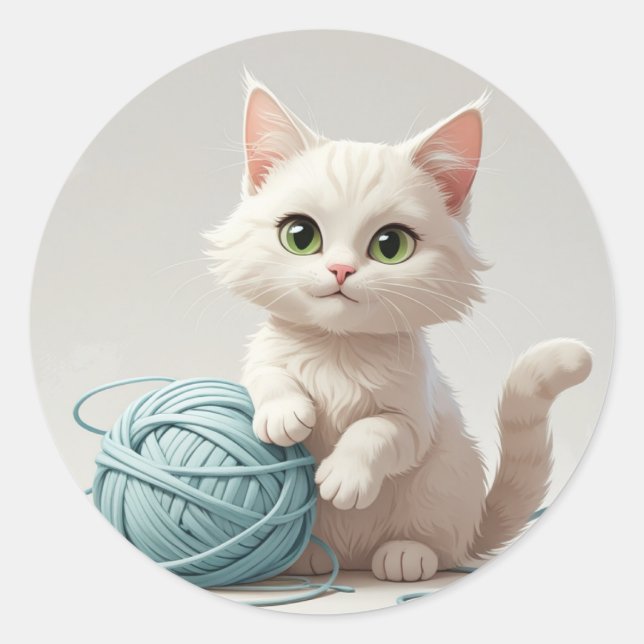 cat classic round sticker (Front)