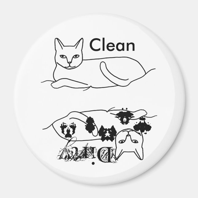 Cat Clean Dirty Dishwasher Magnets (Front)