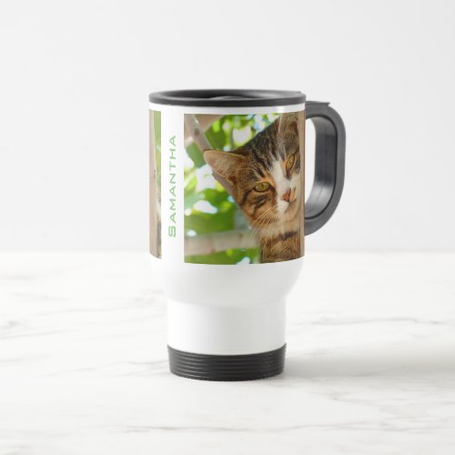 Cat Climbing a Tree Personalised Travel Mug