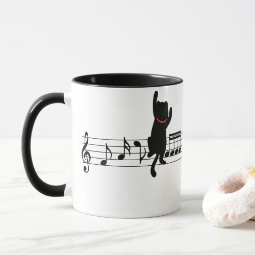 Cat Climbing On Music Mug