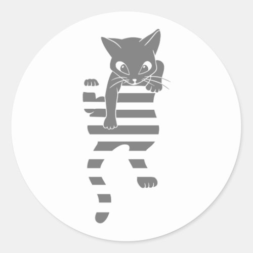 Cat climbing page lines _ Choose background color Classic Round Sticker