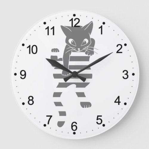Cat climbing page lines _ Choose background color Large Clock