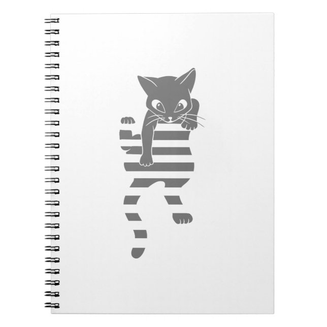 Cat climbing page lines - Choose background color Notebook (Front)