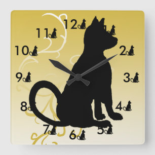 Cat Clock Black Cats Ornate Modern CricketDiane