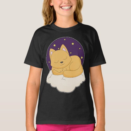 Cat Clouds Stars T_Shirt