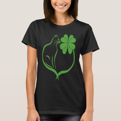 Cat Clover Silhouette Shamrock St Patricks Day Kit T-Shirt