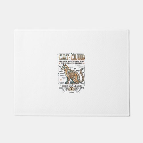 Cat Club Cat Anatomy Scientific Diagram Vintage Ve Doormat