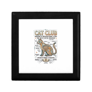 Cat Club Cat Anatomy Scientific Diagram Vintage Ve Gift Box