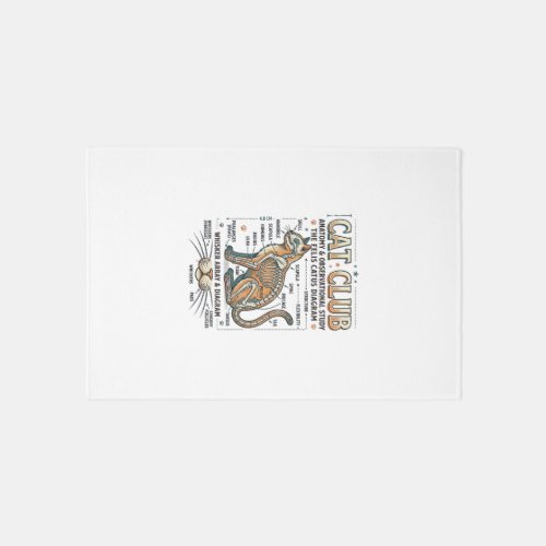 Cat Club Cat Anatomy Scientific Diagram Vintage Ve Rug