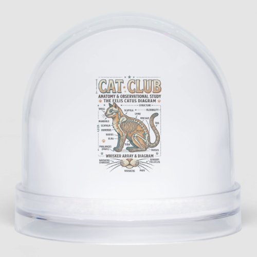 Cat Club Cat Anatomy Scientific Diagram Vintage Ve Snow Globe