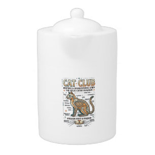 Cat Club Cat Anatomy Scientific Diagram Vintage Ve Teapot