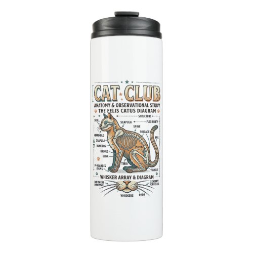 Cat Club Cat Anatomy Scientific Diagram Vintage Ve Thermal Tumbler