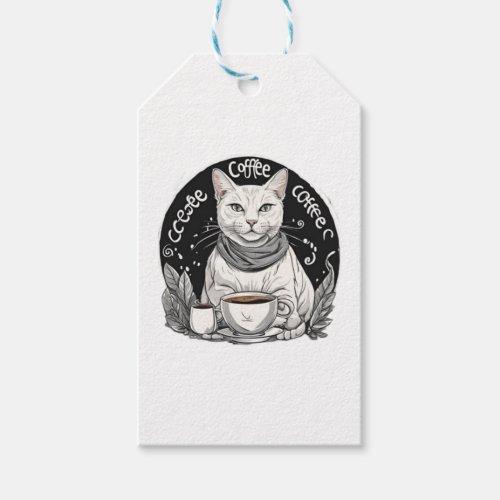 Cat Coffee  3 Gift Tags