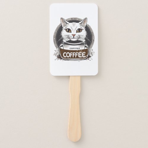 Cat Coffee  4 Hand Fan