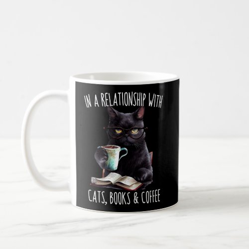 Cat Coffee And Books Reading Cat Mom Coffee Mug