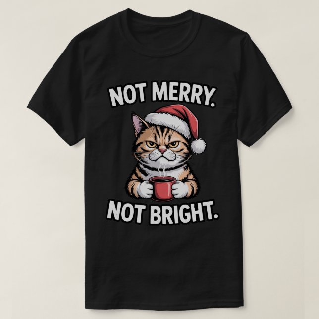 Cat Coffee, Anti-Christmas Design  T-Shirt (Design Front)