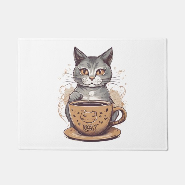 Cat Coffee   Doormat (Front)