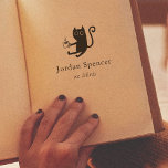 Cat & Coffee Ex Libris Personalized Book Self-inking Stamp<br><div class="desc">This simple stamp features a hand-drawn illustration of a cat holding a hot coffee. Your name is printed in classic serif typography,  with "ex libris" in italics below. A great gift for teachers,  librarians,  and book lovers. View the collection linked on this page for more book stamp designs!</div>