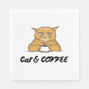 Cat & Coffee Funny Cat Coffee Design Gift Idea Napkins