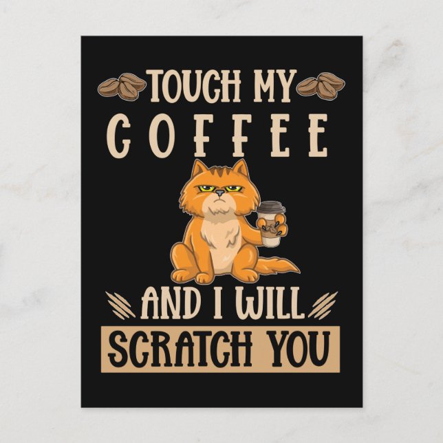 Cat Coffee Humor Angry Kitten Postcard (Front)