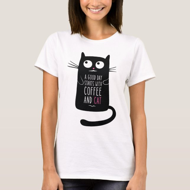 Cat Coffee Lady t-shirt (Front)