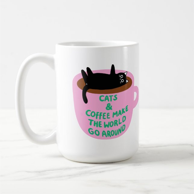 Cat & coffee make the world go around | Mug (Left)