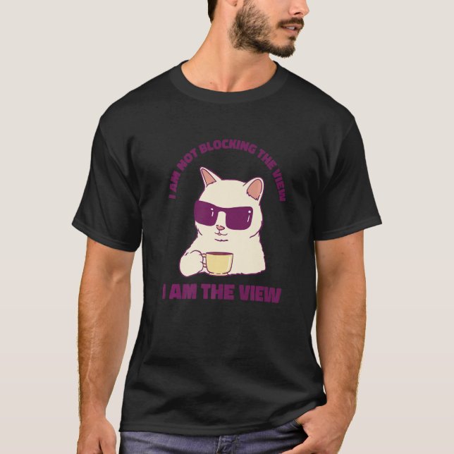 cat coffee smart cute   T-Shirt (Front)