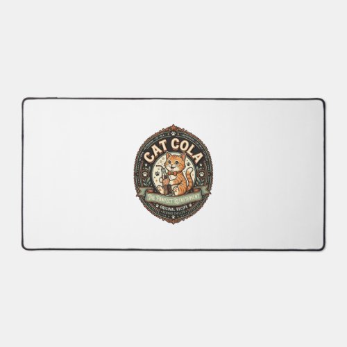 Cat Cola Cat Soda Pop Beverage Label Cat Vintage V Desk Mat