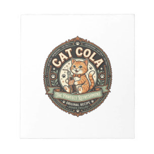 Cat Cola Cat Soda Pop Beverage Label Cat Vintage V Notepad