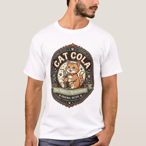 Cat Cola Cat Soda Pop Beverage Label Cat Vintage V T-Shirt