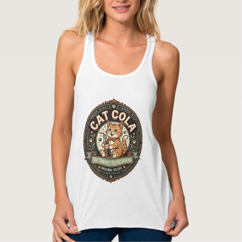 Cat Cola Cat Soda Pop Beverage Label Cat Vintage V Tank Top