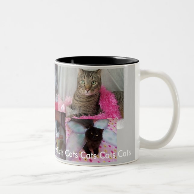 Cat Collage cup. Two-Tone Coffee Mug (Right)