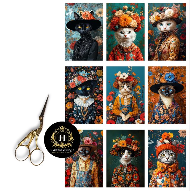 Cat Collage Junk Journal Decoupage Tissue Paper (Creator Uploaded)