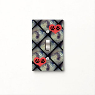 Cat Collage with PawPrints by Shirley Taylor Light Switch Cover
