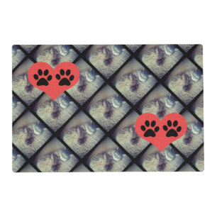 Cat Collage with PawPrints by Shirley Taylor Placemat