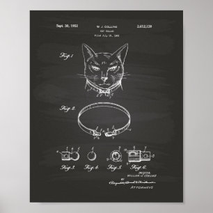 Cat Collar 1952 Patent Art Chalkboard Poster