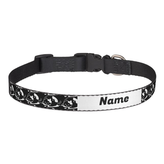 cat collar pet custom name full black (Front)