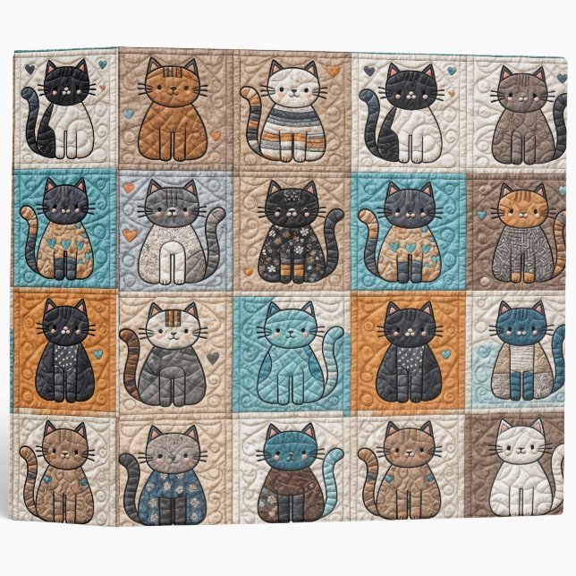 Cat Collection Quilt Pattern 3 Ring Binder (Front/Spine)