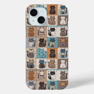Cat Collection Quilt Pattern iPhone 15 Case