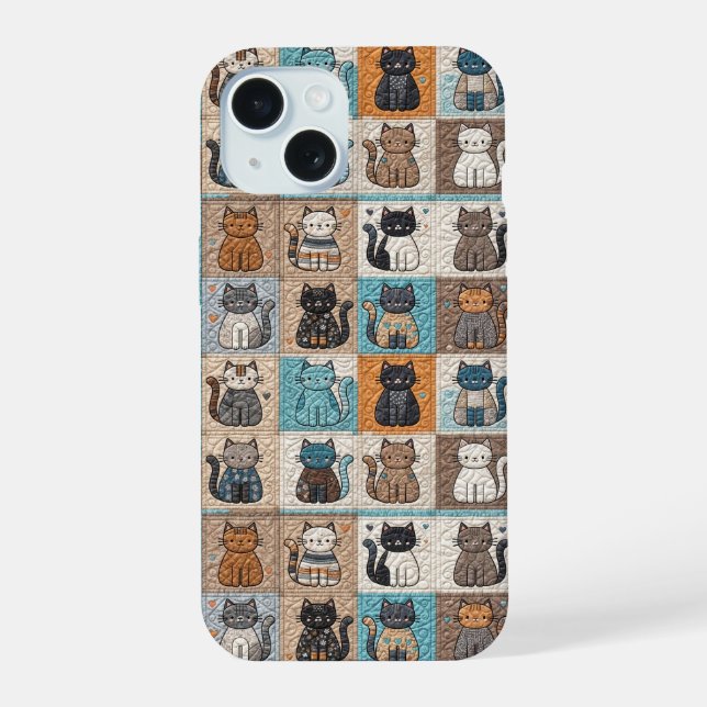 Cat Collection Quilt Pattern Iphone Case (Back)