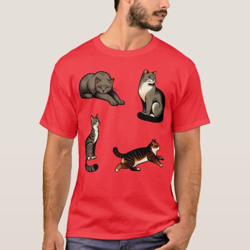 Cat collection sticker set T_Shirt