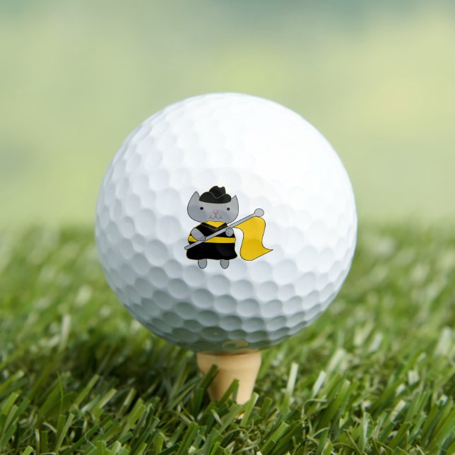 Cat Color Guard Black and Yellow Gold Golf Balls (Insitu Tee)