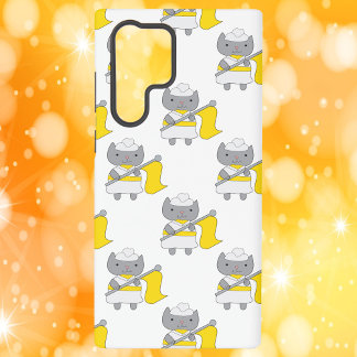 Cat Color Guard Yellow White Pattern Samsung Galaxy S22 Ultra Case